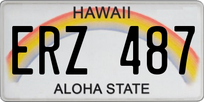 HI license plate ERZ487