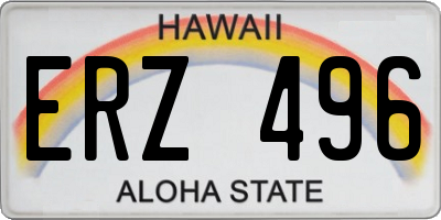 HI license plate ERZ496