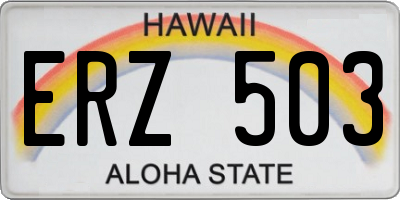HI license plate ERZ503
