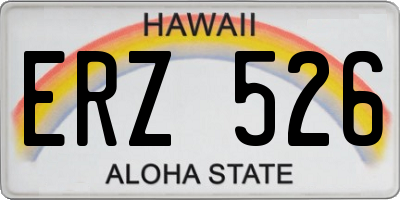 HI license plate ERZ526