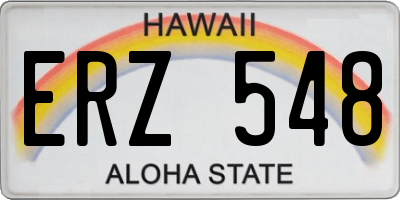 HI license plate ERZ548