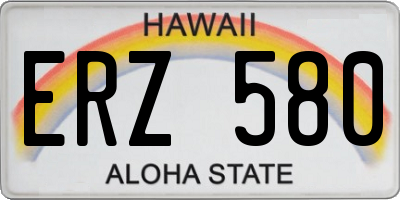 HI license plate ERZ580