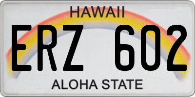 HI license plate ERZ602