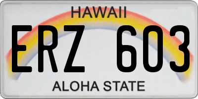 HI license plate ERZ603
