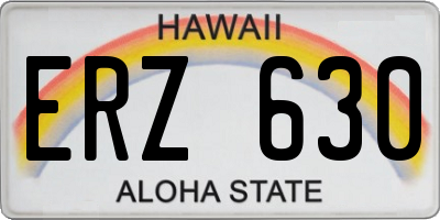 HI license plate ERZ630