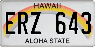 HI license plate ERZ643