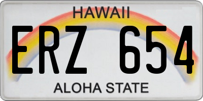 HI license plate ERZ654
