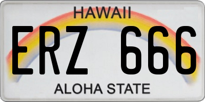 HI license plate ERZ666