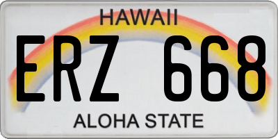 HI license plate ERZ668