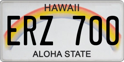 HI license plate ERZ700