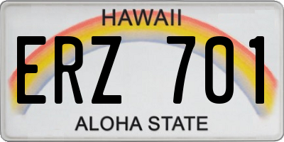 HI license plate ERZ701