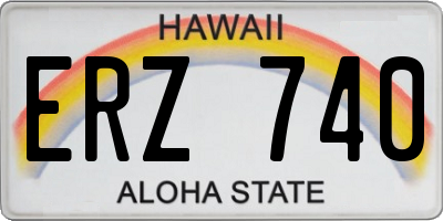 HI license plate ERZ740