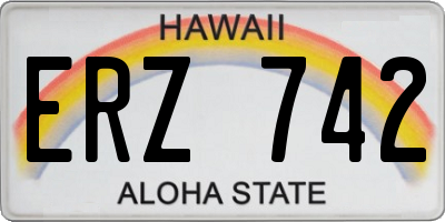 HI license plate ERZ742