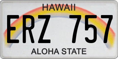 HI license plate ERZ757