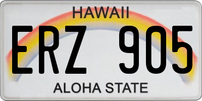 HI license plate ERZ905