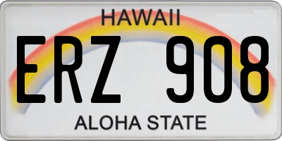 HI license plate ERZ908