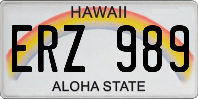 HI license plate ERZ989