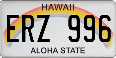 HI license plate ERZ996