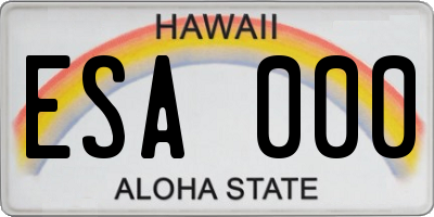 HI license plate ESA000