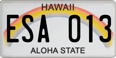HI license plate ESA013
