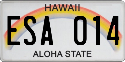 HI license plate ESA014