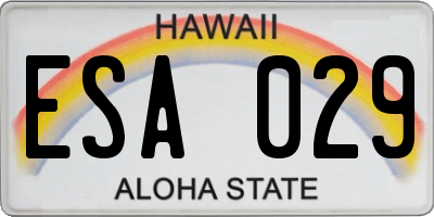 HI license plate ESA029