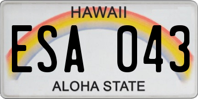 HI license plate ESA043