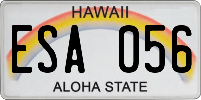 HI license plate ESA056