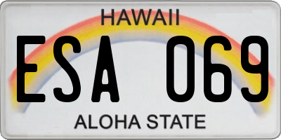 HI license plate ESA069