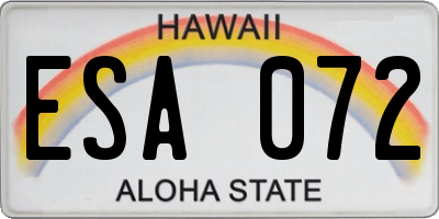HI license plate ESA072