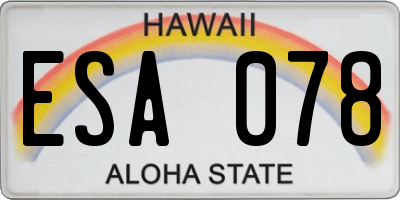 HI license plate ESA078