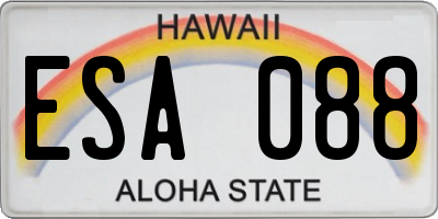 HI license plate ESA088