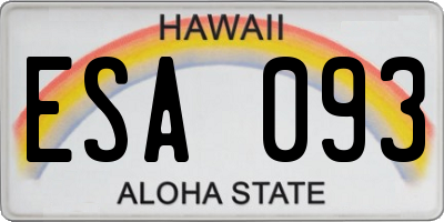 HI license plate ESA093