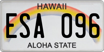 HI license plate ESA096