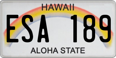 HI license plate ESA189