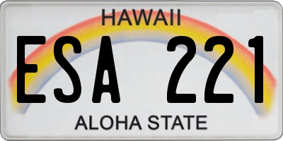 HI license plate ESA221