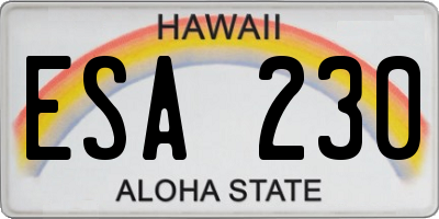 HI license plate ESA230