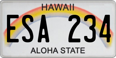 HI license plate ESA234