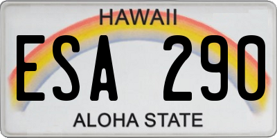 HI license plate ESA290