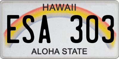 HI license plate ESA303