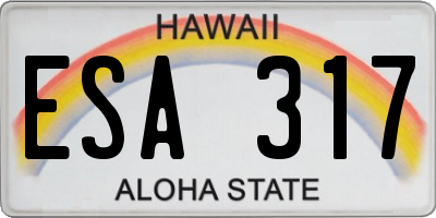 HI license plate ESA317