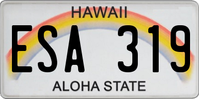 HI license plate ESA319