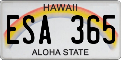 HI license plate ESA365