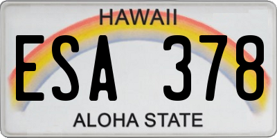 HI license plate ESA378