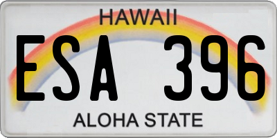 HI license plate ESA396