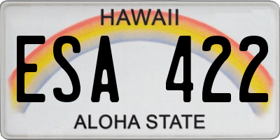 HI license plate ESA422