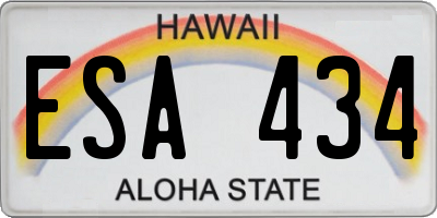 HI license plate ESA434