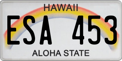 HI license plate ESA453