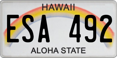 HI license plate ESA492