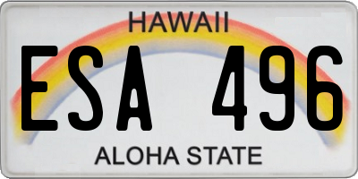 HI license plate ESA496
